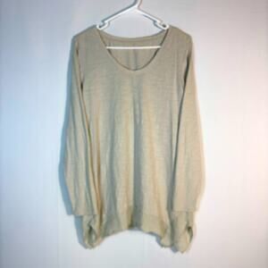 Garnet Hill V-Neck Long Sleeve Top with Cute Hem Size Medium H0152